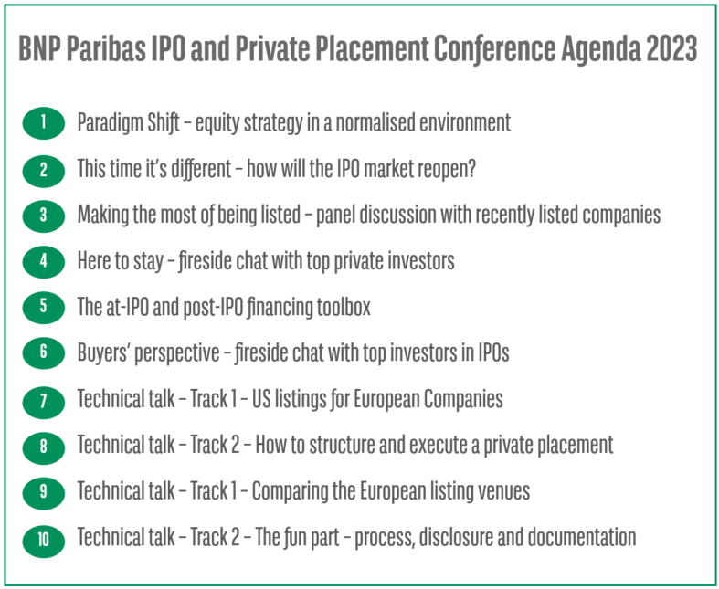IPO & Private Placement Conference Agenda