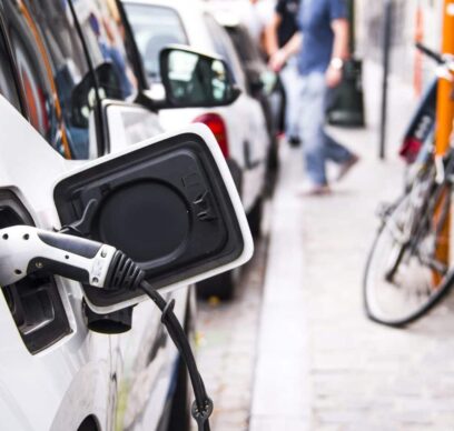 Electric car being charged