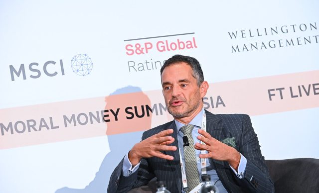 Joris Dierckx speaking at Financial Times’ Moral Money Summit