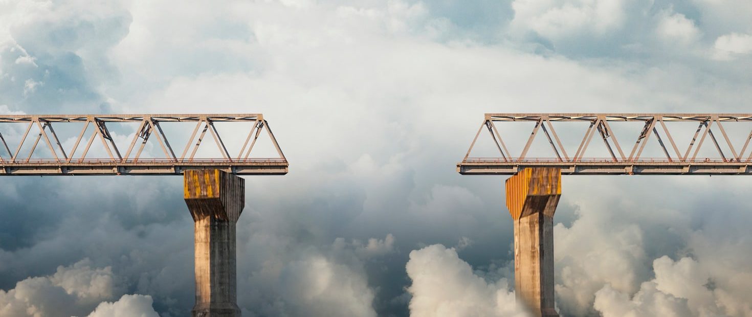 Clouds surrounding gap in bridge