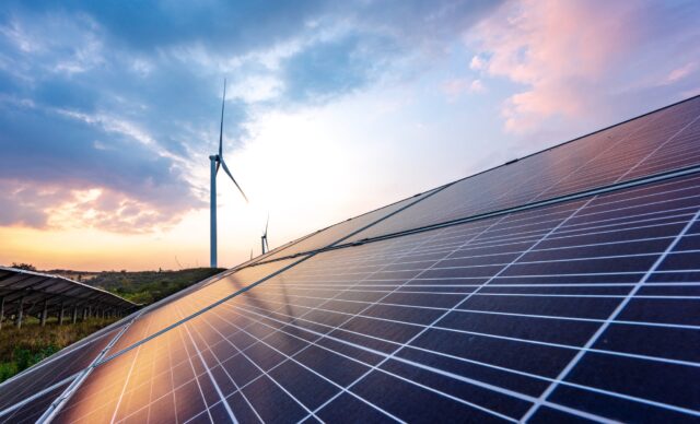 Aerial view of wind and photovoltaic power generation scenes