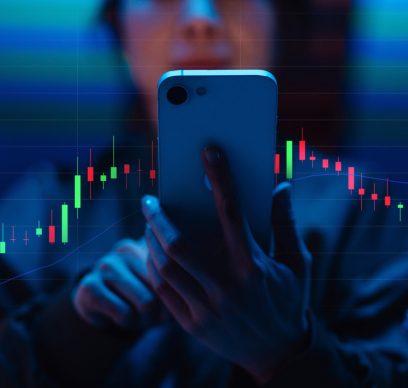 Young woman analysing data with augmented reality device