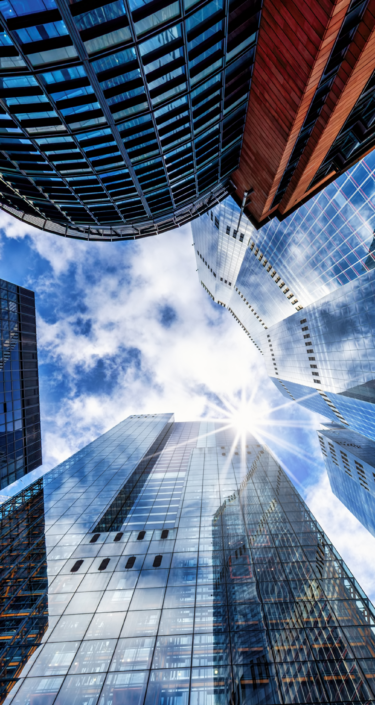 Upwards view of City Of London financial district