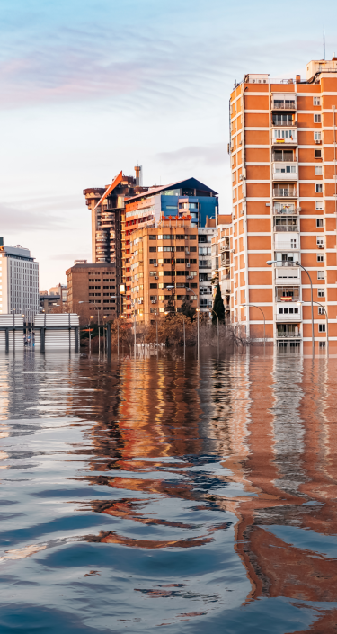 Flood of water due to the effects of global warming
